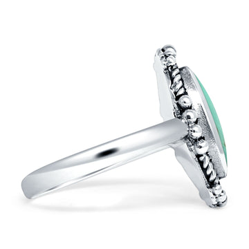 Oval Turquoise Ring Oxidized Twisted 925 Sterling Silver Wholesale